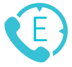 Phone and semicircle surrounding the capital letter E